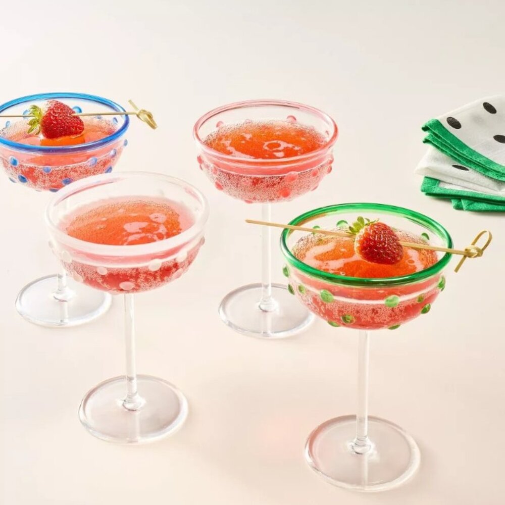 8.11oz 4pc Polka Dot Acrylic Coupe Drinkware Set - kate spade new york x Target
